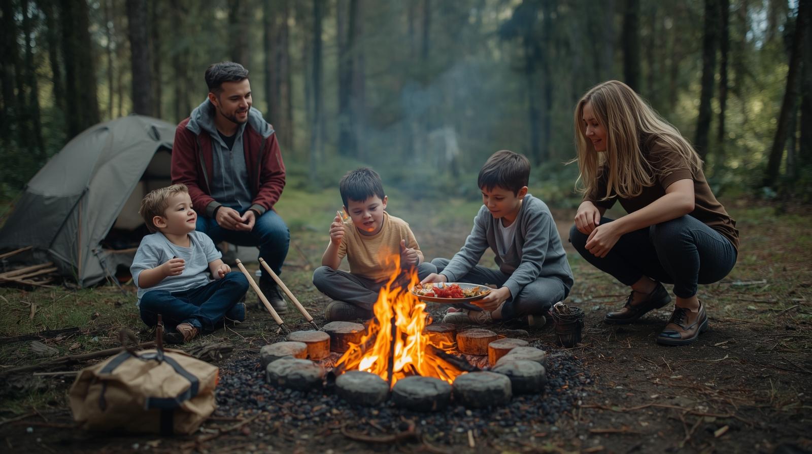 family-in-a-woodland-camping-ground