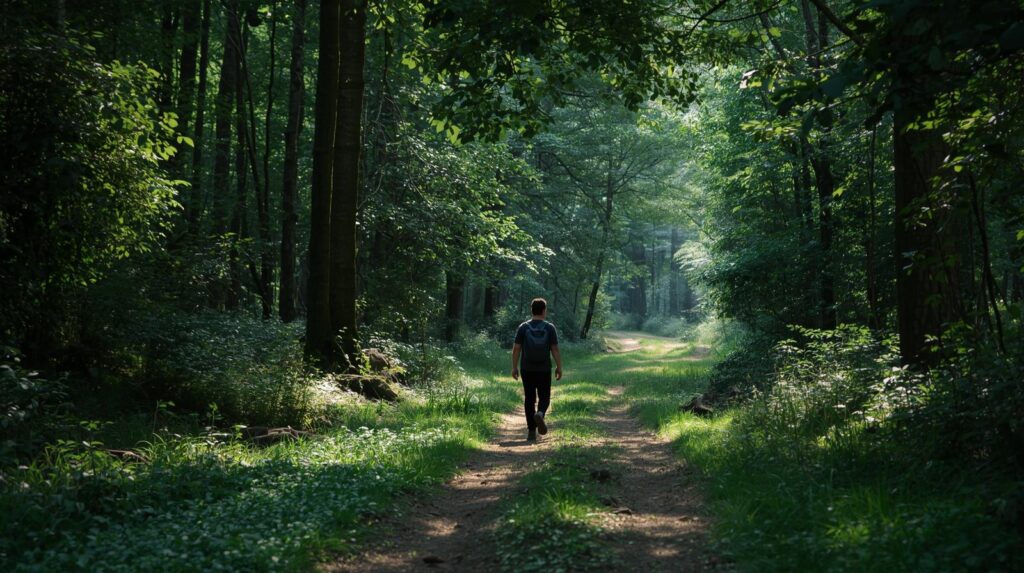 Walking through the woods